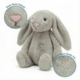 thumbnail image 3 of 9.8" Soft Stuffed Easter Bunny Plush Toy, Cute Floppy Eared Rabbit Pillow, Sweet Plushie for Easter Basket Stuffers & Spring Home Decor, Perfect Gift for All Ages (Silver Grey), 3 of 8
