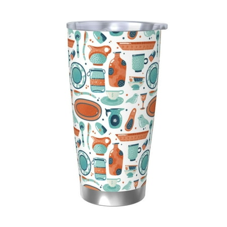 

Bingfone Cute Tableware for 20 Oz Stainless Steel Travel Mug Double Wall Water Coffee Cup for Home Office Outdoor Works Great for Ice Drinks and Hot Beverage-Without Straw