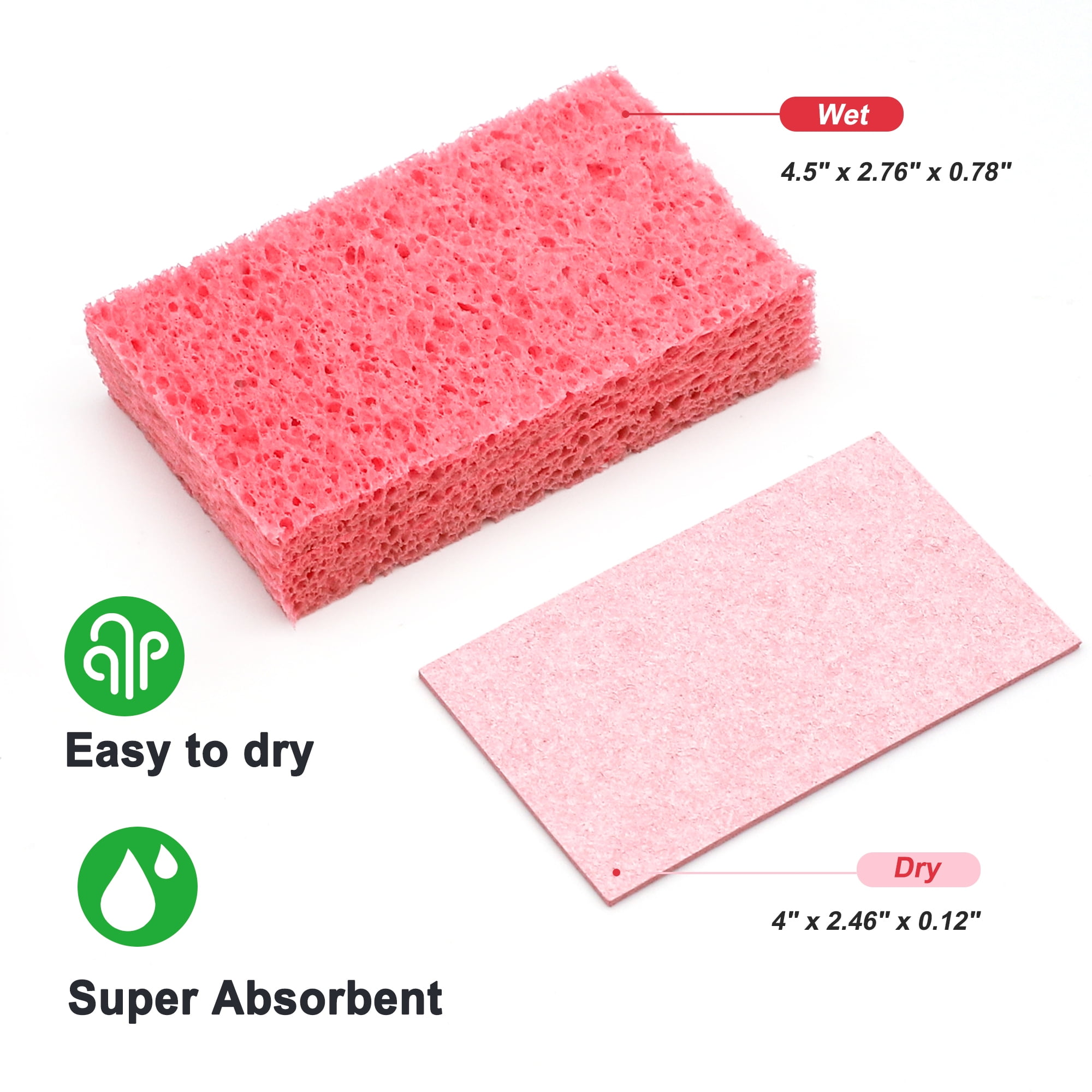 oTwoBear Cellulose Kitchen Sponge, Dishwashing Sponge for Kitchen, Cookware, Bathroom - Compressed Packaging, 6 Pack