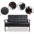 thumbnail image 6 of AODAILIHB Modern Wooden Leather 2-Seat Sofa, Sleek Minimalist Loveseat, Sturdy and Long-Lasting Loveseat Sofa Couch, Home Office Furniture (Black), 6 of 9