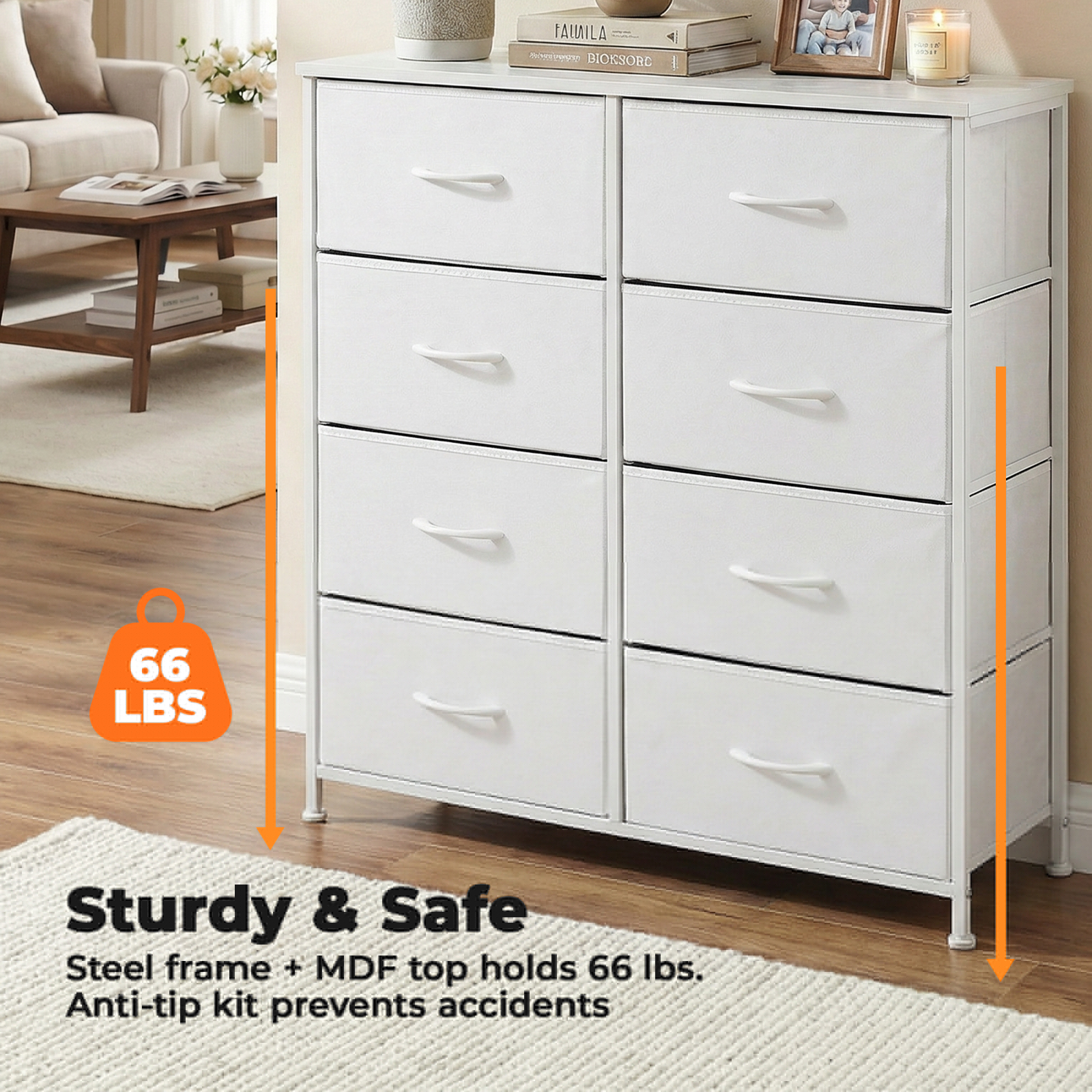 Alvantor Tall Dresser Fabric Storage Tower ,Wooden Top for Kid Room, Closet, Entryway, Nursery