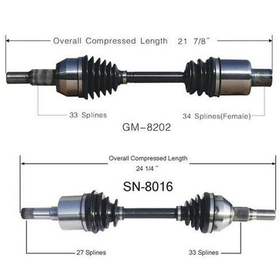 For 05-06 Equinox 06 Torrent 3.4L Front L & R CV Axle Shaft Complete Assembly