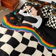 thumbnail image 4 of Manfei Vintage Grid 7 Pieces Full Size Bedding Sets,Modern Check Full Size Bed in a Bag,Black Blue Red,Black Reversible, 4 of 7