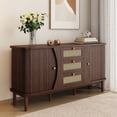thumbnail image 3 of HMSHA Sideboard,Rattan Dresser,Cabinet with Sliding Doors,Adjustable Shelves,and Rounded Top, 3 of 12
