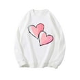 thumbnail image 4 of Enjoytime Valentines Day Crewneck Sweatshirts Women Heart Printed Long Sleeve Blouses Cute Loose Casual Pullover Tops White XL, 4 of 8