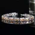 thumbnail image 6 of Elegant Princess Cut Cubic Zirconia Red Stone Bracelet Bangle for Brides Wedding, 6 of 8
