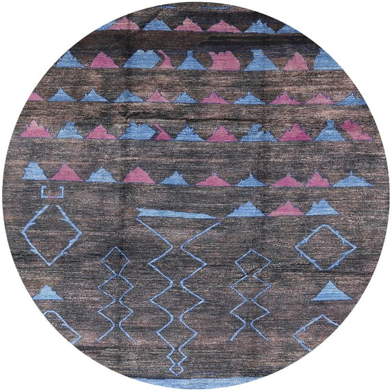 Ahgly Company Indoor Round Mid-Century Modern Plum Purple Solid Area Rugs, 7' Round