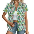 thumbnail image 2 of Cavosen Women's Blouses Button down for Summer Plus Size Collared Hawaiian Tropical Print Tees Short Sleeve Pullover Vacation Shirts Casual Dressy Resort Beach Tops Workout 3XL, 2 of 8