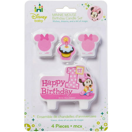 Minnie Mouse 1st  Birthday  Candles 4 Count Party  Supplies  