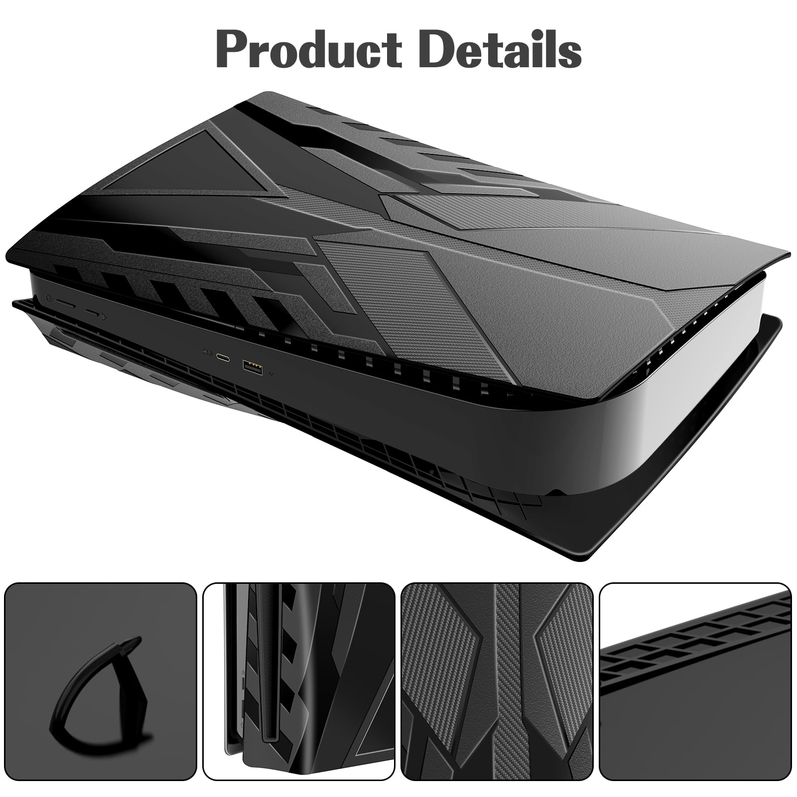 HEYSTOP PS5 Plates for PS5 Accessories, Anti-Scratch Dustproof Face Plates Replacement Accessories for Playstation 5 Disc Edition,Black