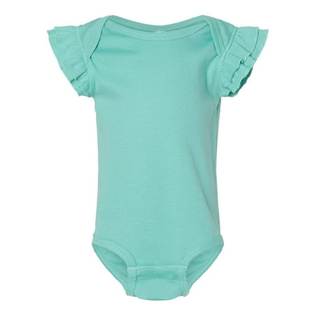 

Rabbit Skins - Infant Flutter Sleeve Baby Rib Bodysuit - 4439 - Saltwater - Size: 6M