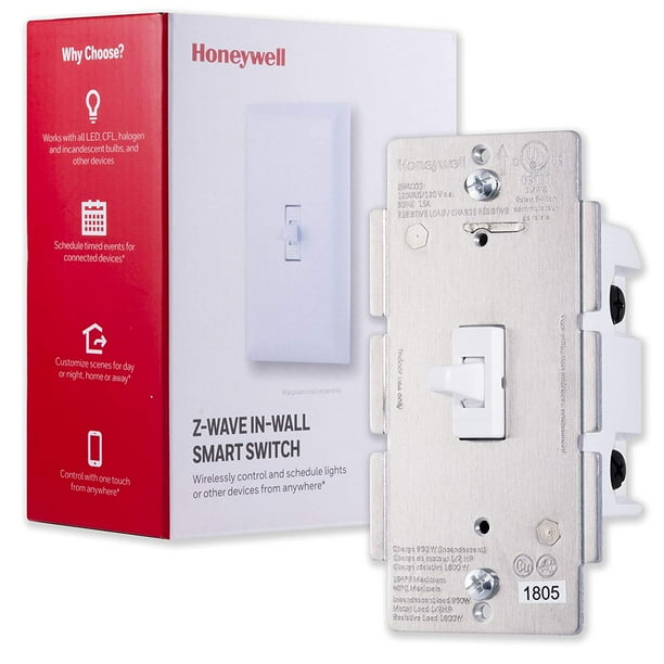 Honeywell ZWave Plus InWall Smart Toggle Switch, Hub Required, 39354