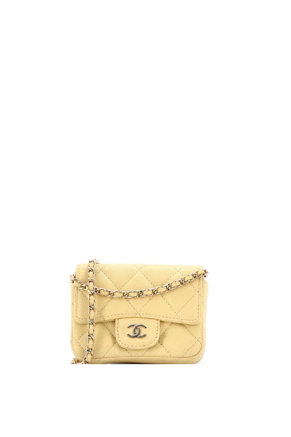 Pre-Owned Classic Square Flap Clutch with Chain Quilted Caviar Mini By Rebag
