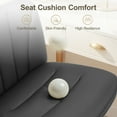 thumbnail image 6 of COOLHUT 26" W Criss Cross Chair with Wheels, Cross Legged Office Chair, Armless Adjustable Vanity Desk Chair, Wide Seat and 2-Layer Cushions, PU Leather, Black, 6 of 8