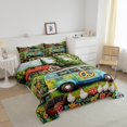 thumbnail image 3 of Camping RV Comforter Set Queen Size,Peace Sign Bus Bedding Set 3Pcs,Rustic Farmhouse Quilt Set Teens Woman Men Room Decor,Watercolor Flower Hen Pattern Duvet Insert,2 Pillowcases, 3 of 7