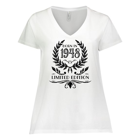 Inktastic Born in 1948 Limited Edition Women's Plus Size V-Neck T-Shirt