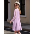 thumbnail image 4 of Arshiner Girl's Contrast Mesh Puff Long Sleeve High Waist A Line Black Short Dress with Pockets, 4 of 6