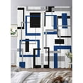 thumbnail image 3 of Abstract Lines Art Sheer Curtains 84 Inches Long 2 Panels Black Blue Geometric Square Frame Light Filtering Semi Sheer Window Curtains Drapes for Bedroom Living Room 52"x84", 3 of 7