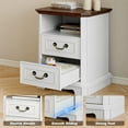 thumbnail image 5 of FANRAL Farmhouse 2 Drawers Dresser & Open Shelf,Rustic Dresser for Bedroom with Power Outlet,Chest of Drawers with Metal Handle,Wooden Dresser for Closet,White Dresser, 5 of 6