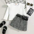 thumbnail image 2 of Sngxgn Toddler Girl Fall Winter Clothes Turtleneck Puff Sleeve Tops and Skirt Set Kids Fashion Outfits(White,90), 2 of 8