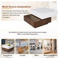 thumbnail image 3 of PORKISS 360 Rotating Coffee Table, Square Coffee Table with 2 Drawers, Modern Storage Coffee Table with Swivel Tabletop and Storage, High Gloss Walnut Table Frame Side Table for Living Room, White, 3 of 12