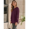 thumbnail image 3 of Womens Long Sleeve Tops Dressy Casual Shirts Pleated Crewneck Basic Blouses Fall Trendy Outfits, 3 of 6