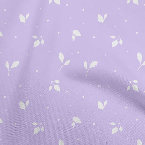 oneOone Viscose Chiffon Amethyst Fabric Plants Silhouette Leaf With Dot Craft Projects Decor Fabric Printed By The Yard 42 Inch Wide
