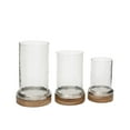 thumbnail image 6 of DecMode 3-Slot Brown Wood Pillar Hurricane Lamp with Glass Candle Holders, Set of 3, 6 of 12