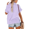 thumbnail image 3 of Frontwalk Ladies Blouse Button Down Tops Lapel Neck Shirts Women Casual Tunic Shirt Short Sleeve Purple 3XL, 3 of 6