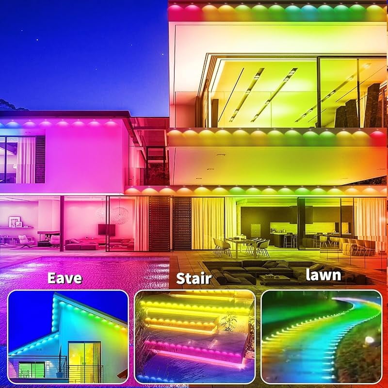 140FT Permanent Outdoor RGB Lights,Waterproof Smart LED Eaves Lights with App/Remote Control,for Christmas and All Holiday Decor,Daily and Accent Lighting,House Roof and Garden Lighting