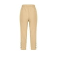 thumbnail image 4 of FRSASU Capris Pants for Women Cotton Linen Casual Summer Straight Wide Leg Loose Drawstring Elastic Waist Cropped Trouser Khaki, 4 of 4