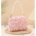 thumbnail image 3 of Clutch Purse For Women Elegant Evening Bags 3D Floral Satin Small Purse With Pearl Beaded Top Handle Detachable Strap, 3 of 4