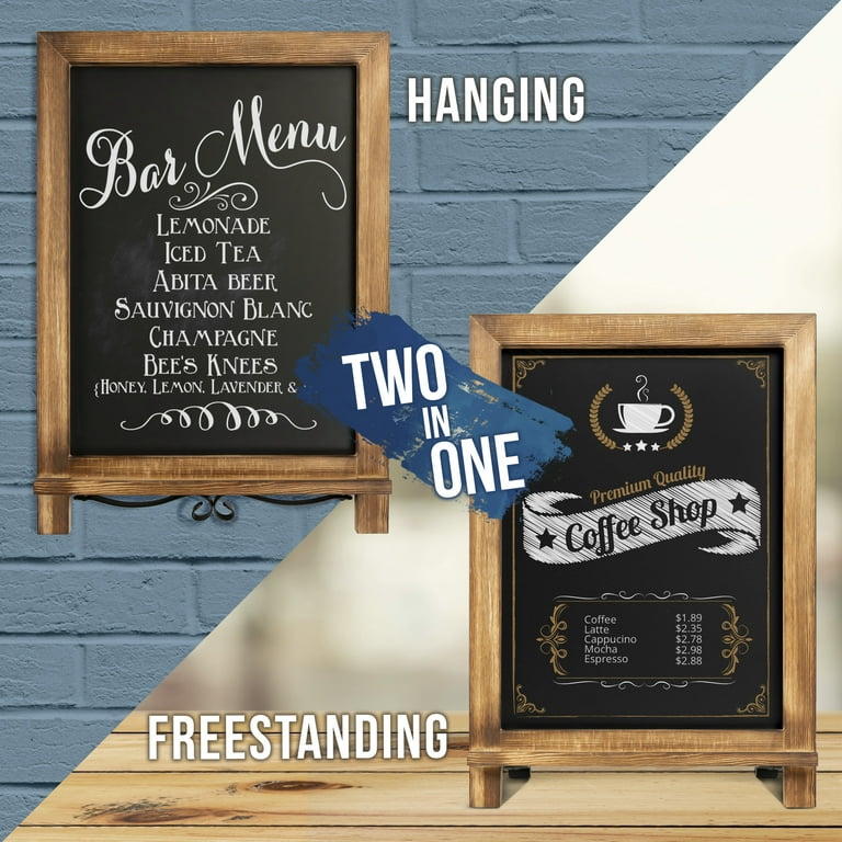 Rustic Brown Magnetic Wall Chalkboard Sign: Includes 10 Liquid Chalk Markers 20x30 Wooden Hanging Chalk Sign for Kitchen Wall Decor, Restaurant