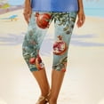 thumbnail image 6 of Leggings under $5! Cagogo Womens Summer Capri Leggings Floral Print Plus Size Lounge Capri Leggings Workout Athletic Running Casual Summer Knee Length Elastic Waist Soft Stretchy Cropped Pants, 6 of 6
