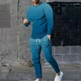 thumbnail image 2 of BiZtdJrK Big and Tall Tracksuits for Men Fashion Gradient Print Long Sleeve Tees Tops and Drawstring Lounge Trousers with Pockets 2 Piece Outfits Blue M, 2 of 8