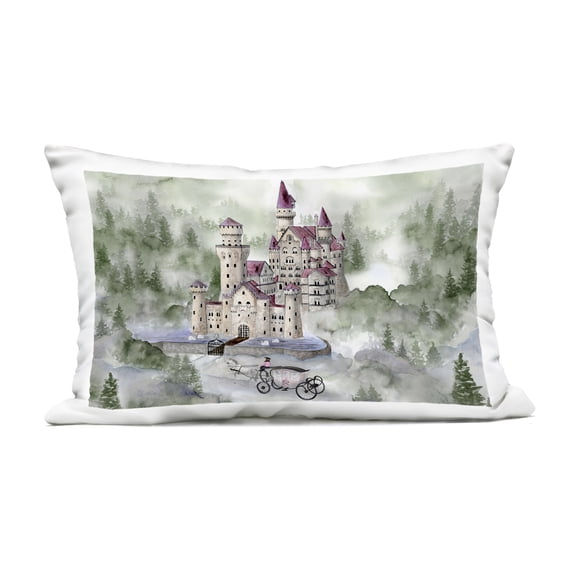 Stupell Industries Elegant Carriage to Castle Outdoor Printed Pillow design by Brett Blumenthal, 14 x 7 x 20