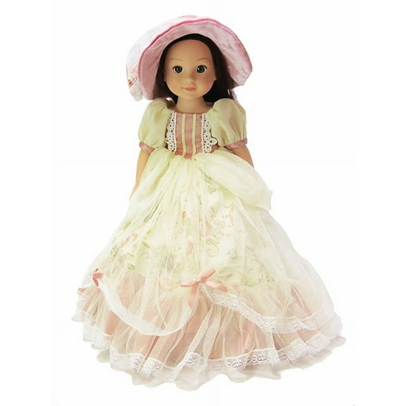 American Fashion World Pink Floral Colonial Dress Made for 14 inch Dolls