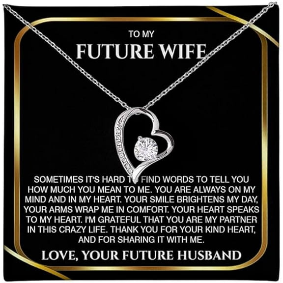 Love Heart Necklace for Future Wife from Future Husband with Message Card and Gift Box, Christmas Gift for Fiancee from Fiance, Birthday Gift for Girlfriend