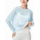 thumbnail image 2 of Blusa de Entrenamiento Holgada de Larga con Transparente para Mujer, Cuello Redondo y Mangas Largas Azul L, 2 of 8