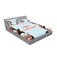 thumbnail image 2 of Ambesonne Christmas Fitted Sheet & Pillow Sham Set, Penguins, Full, Blue Red, 2 of 2