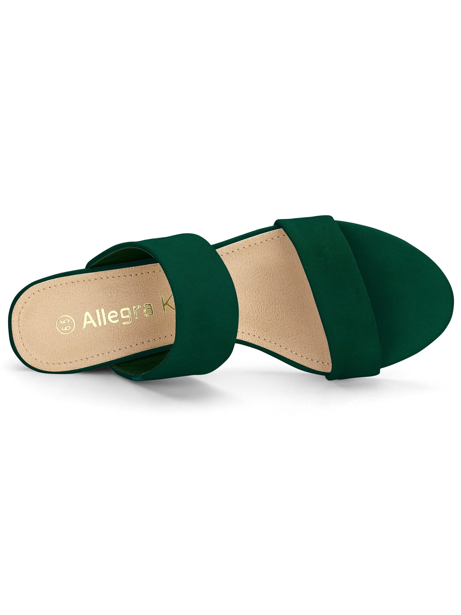 DARING DIVA Stylish Women's Block Heel Dual Straps Slide Sandals 6 Green
