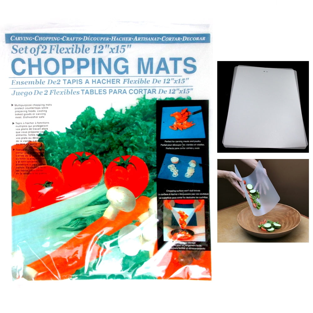 2 Flexible Chopping Mats Kitchen Fruit Vegetable Plastic Cutting