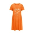 thumbnail image 5 of Satin Jupe de Pyjama en pour Femmes Chemises de Nuit pour Femmes, Douce Confortable Légère à Manches Courtes Robe de Nuit Confortable pour Dames Robe de Nuit Imprimée de Cœurs Robes pour Femmes Tenue de Nuit Robe Orange TTG, 5 of 5
