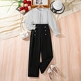 thumbnail image 2 of Utlike Girls Outfits Kids Autumn Winter Fashion Dot Printing Long Sleeve Tops Solid Color Straight Leg Trousers 2 Pcs Outfit Children'S Suit Girl Back To School Clothing Set Size 7 Years-8 Years, 2 of 7