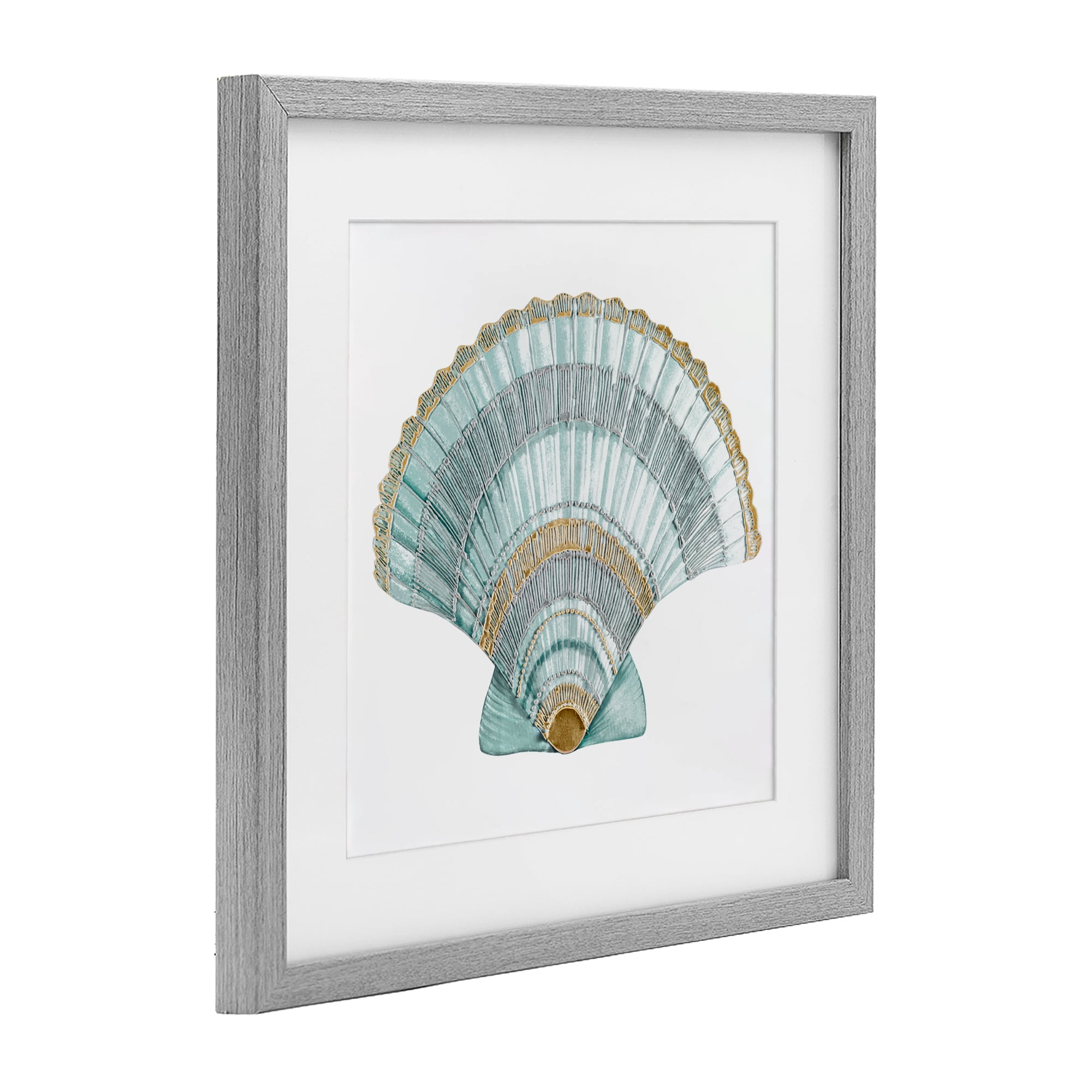 Stupell Industries Regal Shells Scallop Gray Framed Print Under Glass, design by Lorenzo Collective