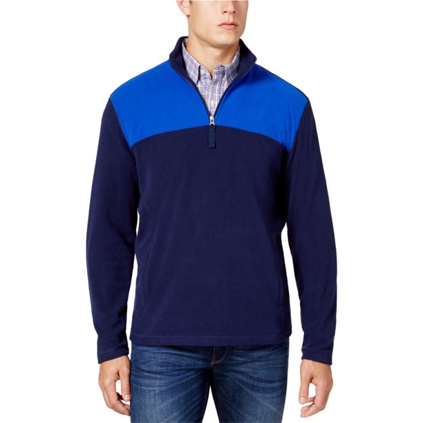 Club Room Mens Quarter Zip Pullover Sweater, Azul, Grande
