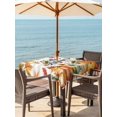 thumbnail image 2 of Outdoor Tablecloth with Umbrella Hole and Zipper, Hello Autumn Square Table Cloth 60x60 Inch Waterproof Tablecloth, Thanksgiving Fall Pumpkins Maple Leaf Striped Picnic Table Cover for Patio Camping, 2 of 7