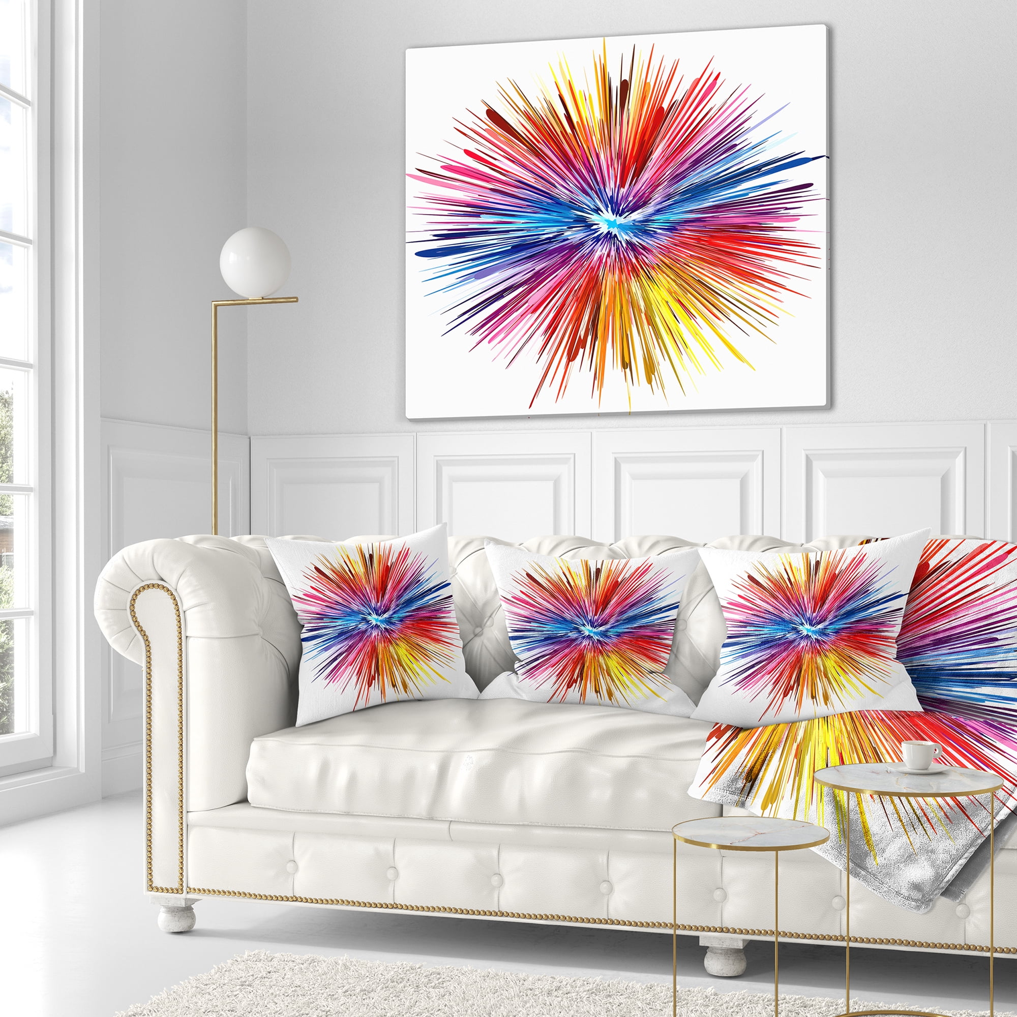 Designart Color Explosion - Abstract Throw Pillow - 16x16