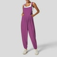 thumbnail image 2 of hotojiny Women's Casual Bib Overalls Sleeveless Adjustable Straps Jumpsuits Square Neck Comfy Rompers with Pockets, 2 of 7