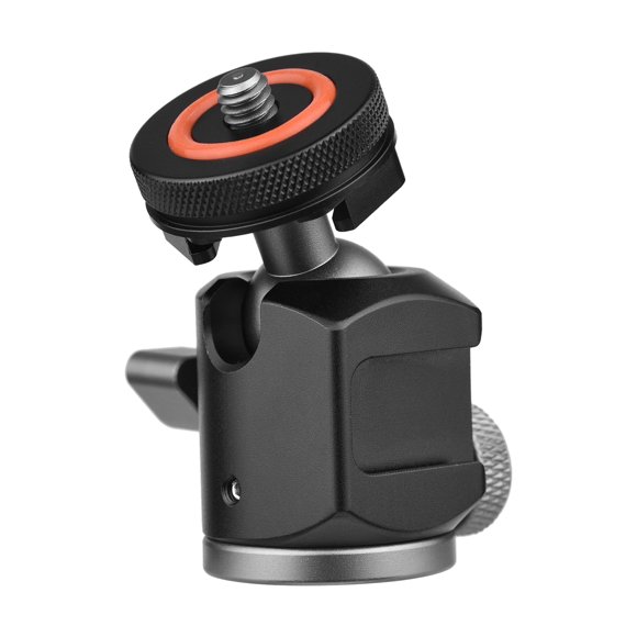 2-in-1 360° Rotatable Dual Use Ball Head Cold Shoe Mount Mini Ball Head with 1/4 Screw Extra Cold Shoe Mount for Camera Phone Holder Tripod Microphone